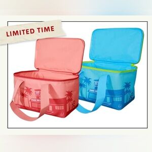 Trader Joe's Mini Insulated Tote Bags SET of 1 Peach & 1 Blue NWT